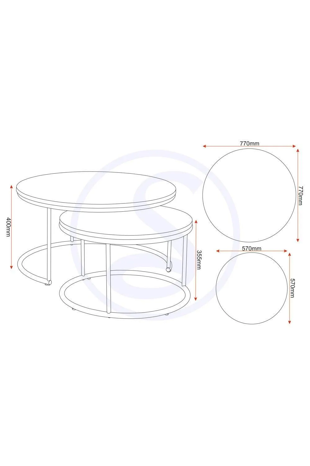Seconique Quebec Round Coffee Table Set in Dark Brown 6