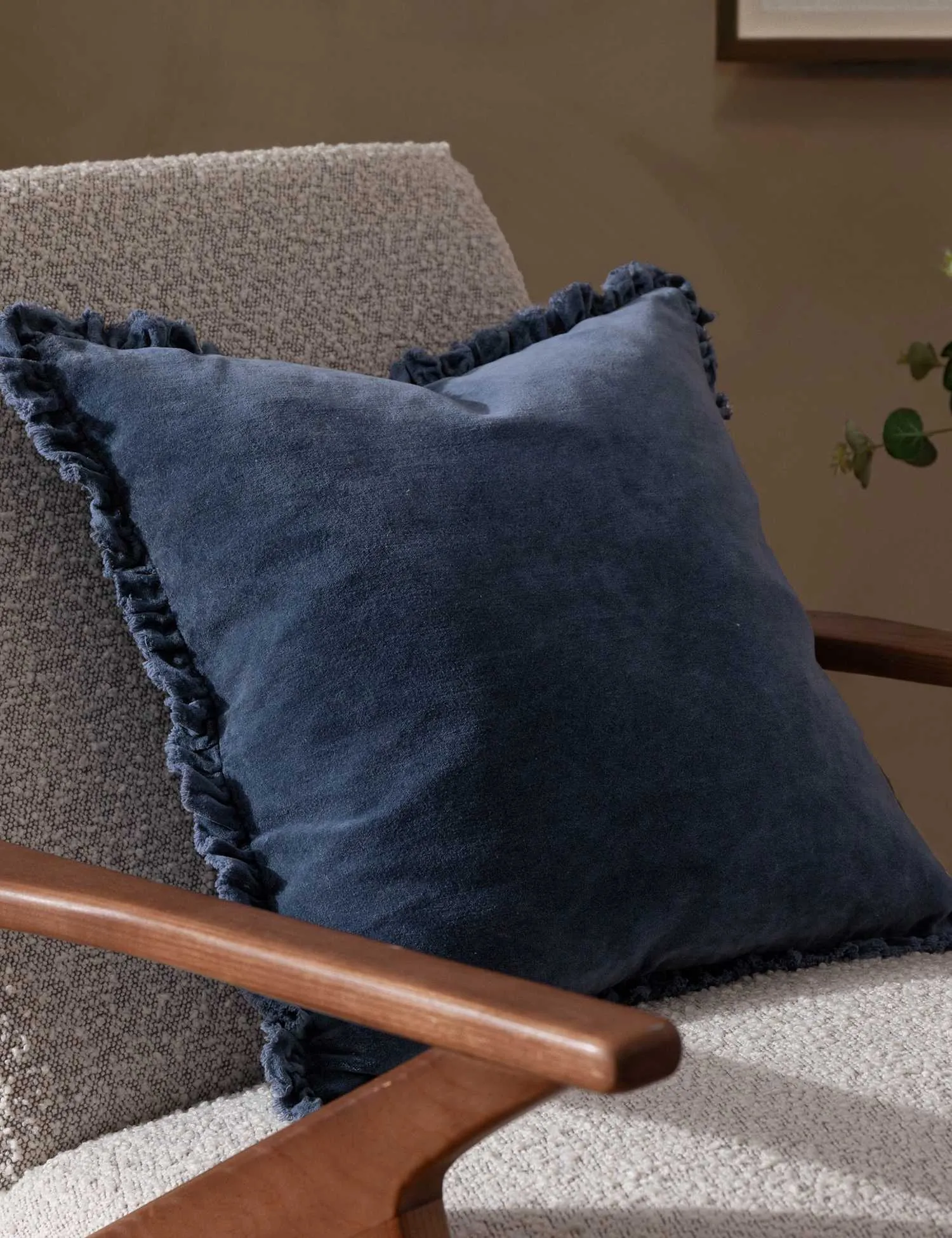YARD Bertie Cotton Velvet Cushion Blue