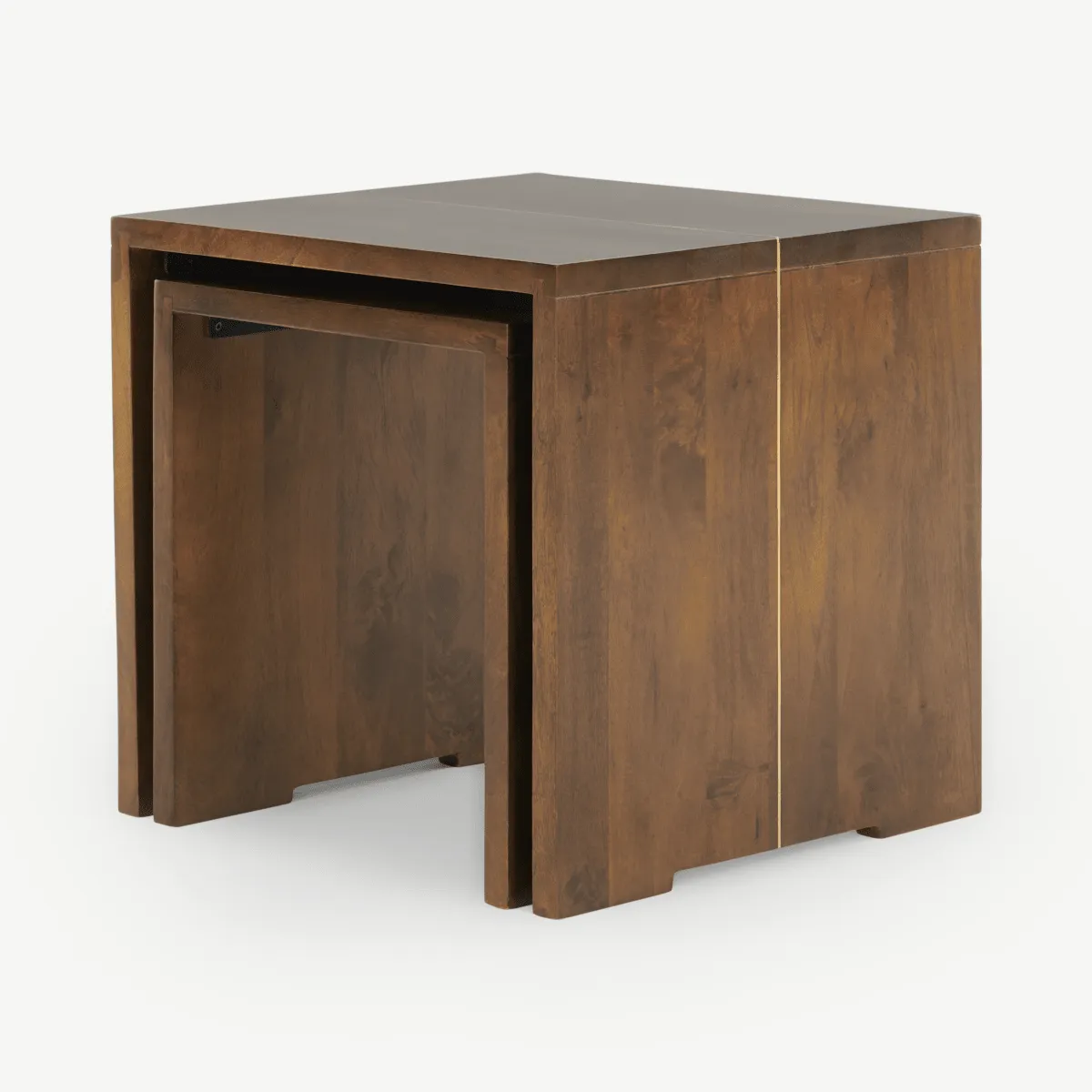 Anderson Set of 2 Nesting Tables, Mango Wood & Brass