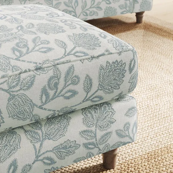 Flori Woven Floral Fabric Footstool 5