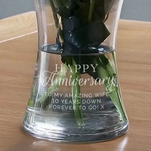 Personalised Happy Aniversary Glass Vase 2