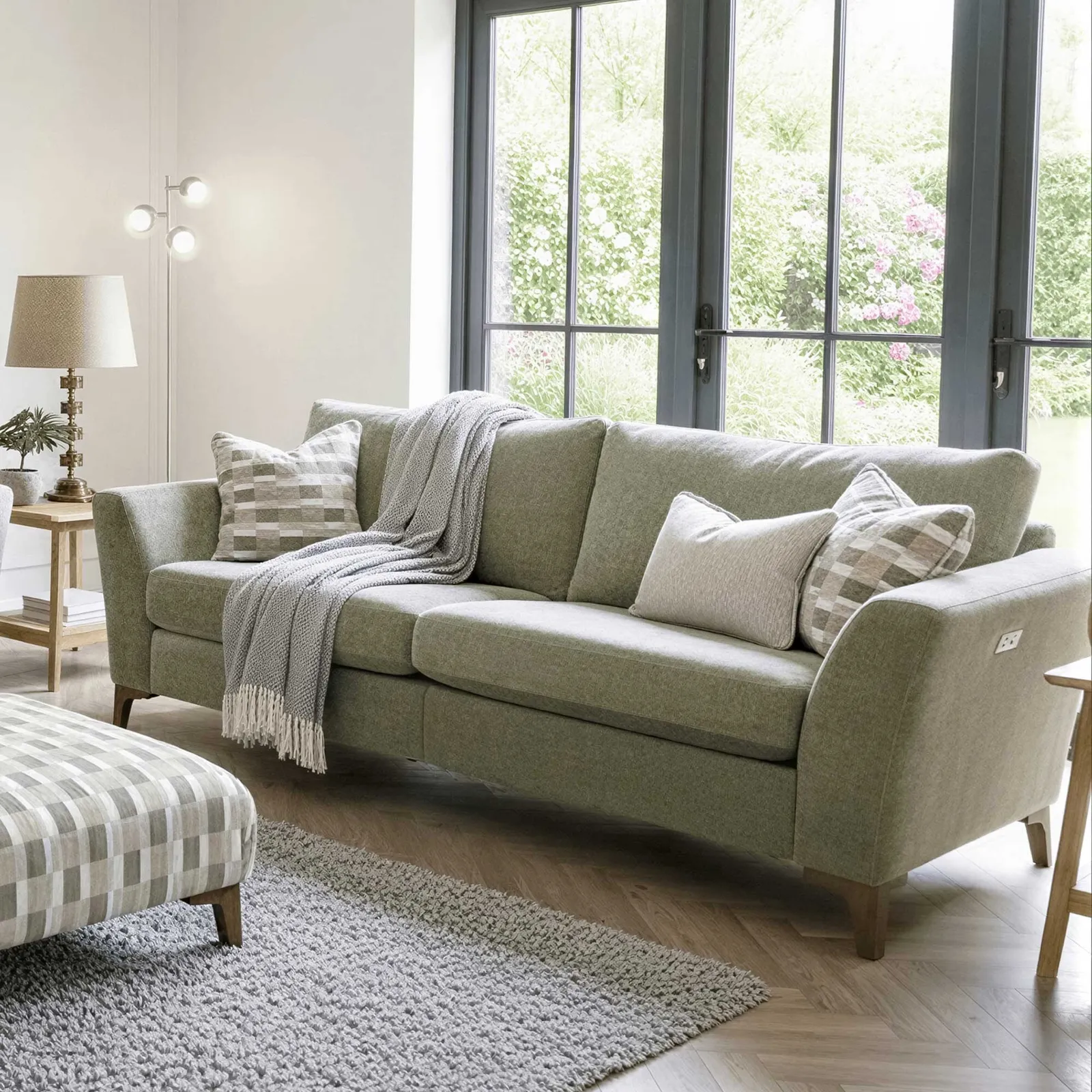 Twyning 3 Seater Electric Recliner Sofa, Green | Barker & Stonehouse 2