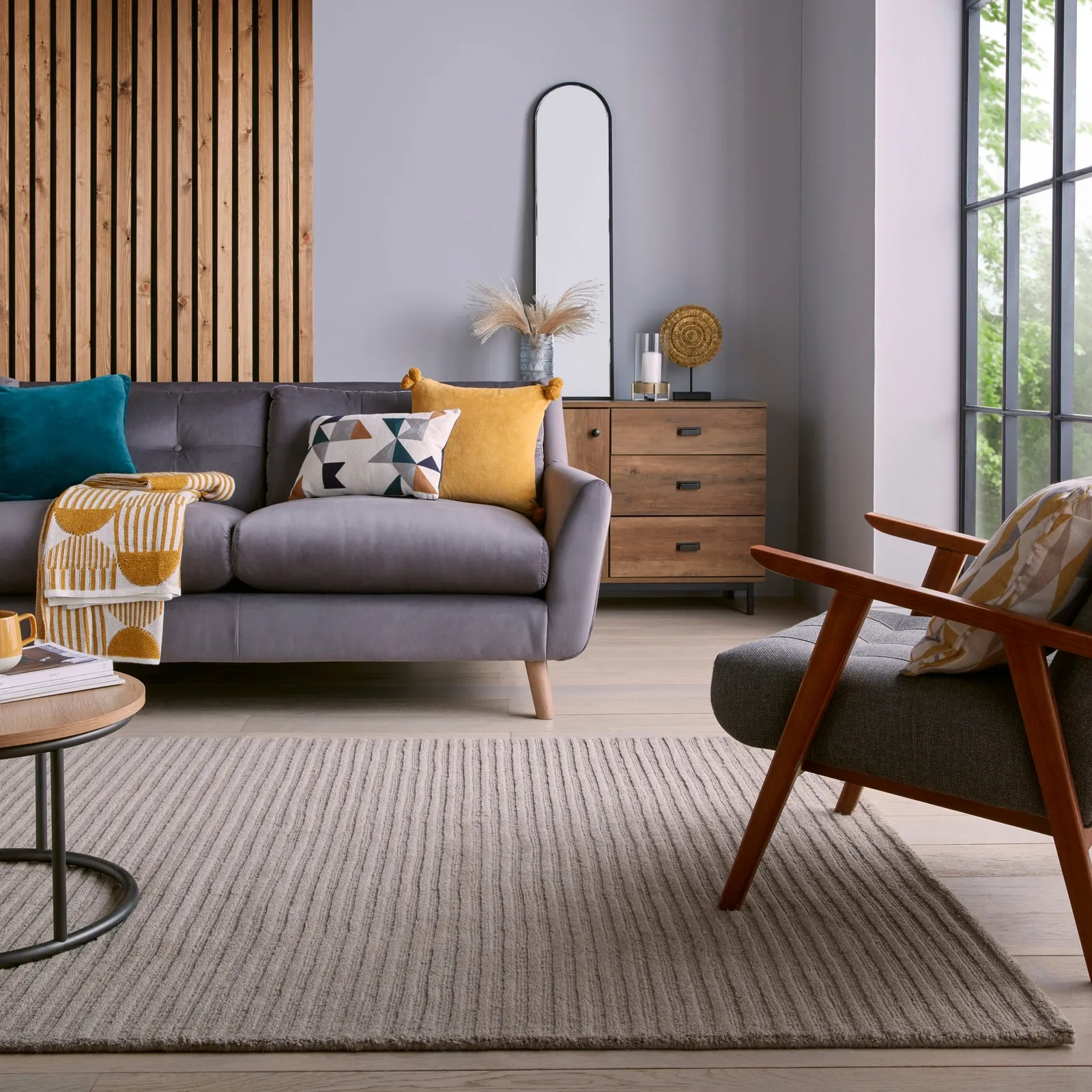 Wool Cord Stripe Rug Wool Cord Grey