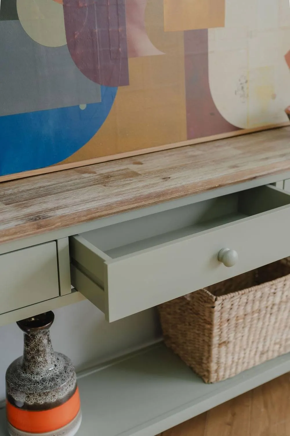 Statement Furniture Florence Large Console Table with 3 Drawers in Light Green 4