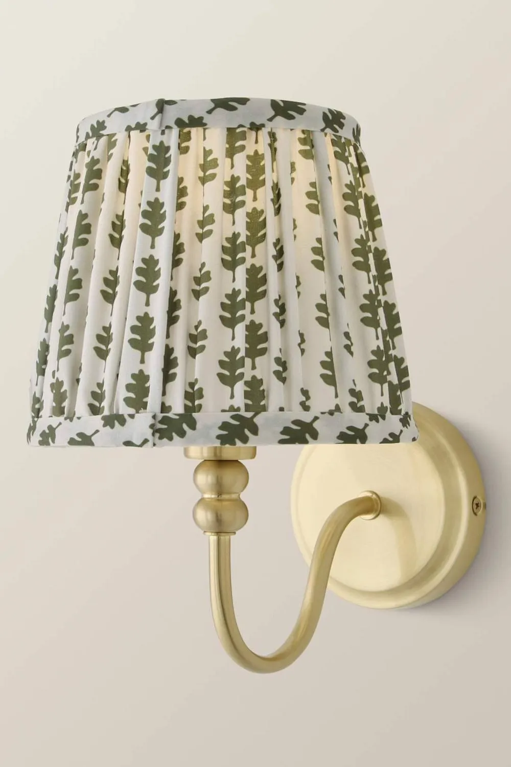 ValueLights Binky Pair of Rechargeable Gold Wall Lights with Floral Pleated Shades in Pale Green 4