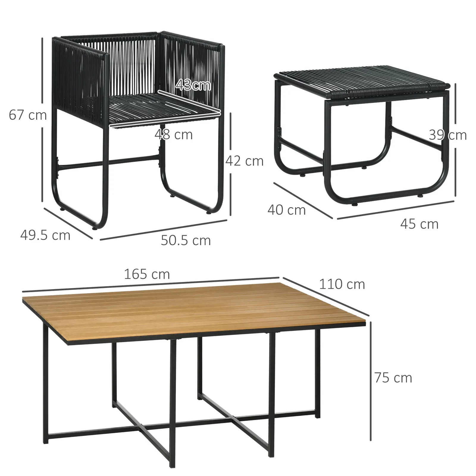 OUTSUNNY 11-PC Rattan Dining Set, 10-seater Table & Chair Sets with Space-saving Design in Black 3
