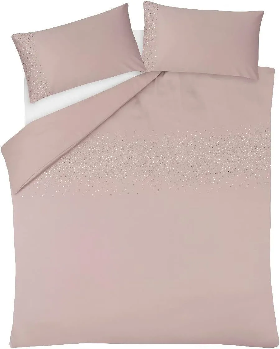 Smart Living Luxury Hotel Quality Diamonte Embellished Duvet Cover with Pillowcases in Pink 2