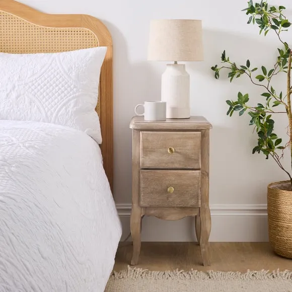 Giselle 2 Drawer Bedside Table, Mango Wood 1