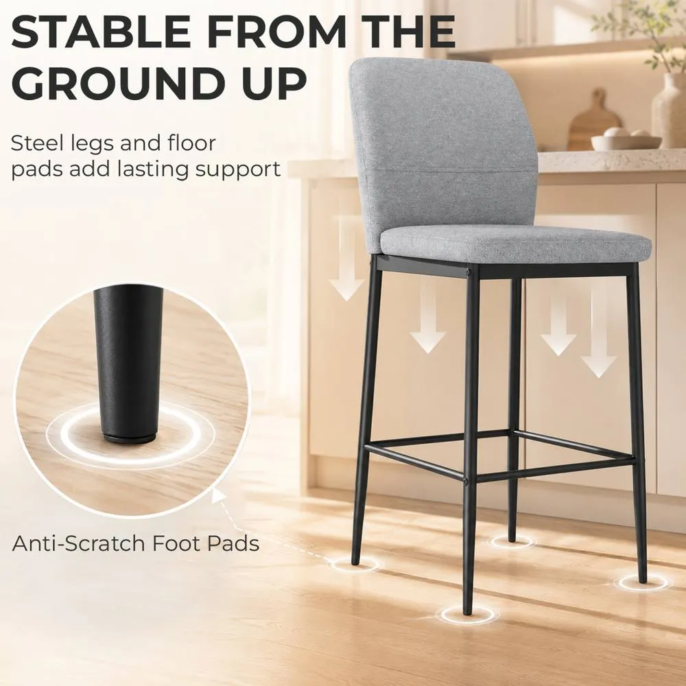 HOMCOM Modern Tall Chairs with Footrest & Backrest, Grey 6