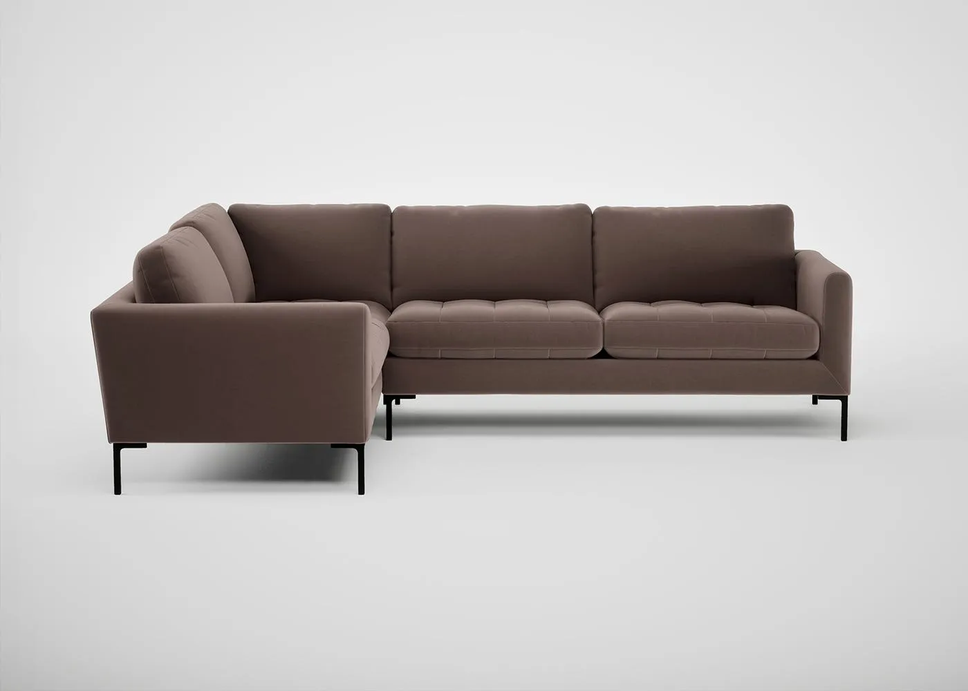 Heal's Eton Left Hand Facing Corner Sofa Smart Velvet Mouse Black Feet 1