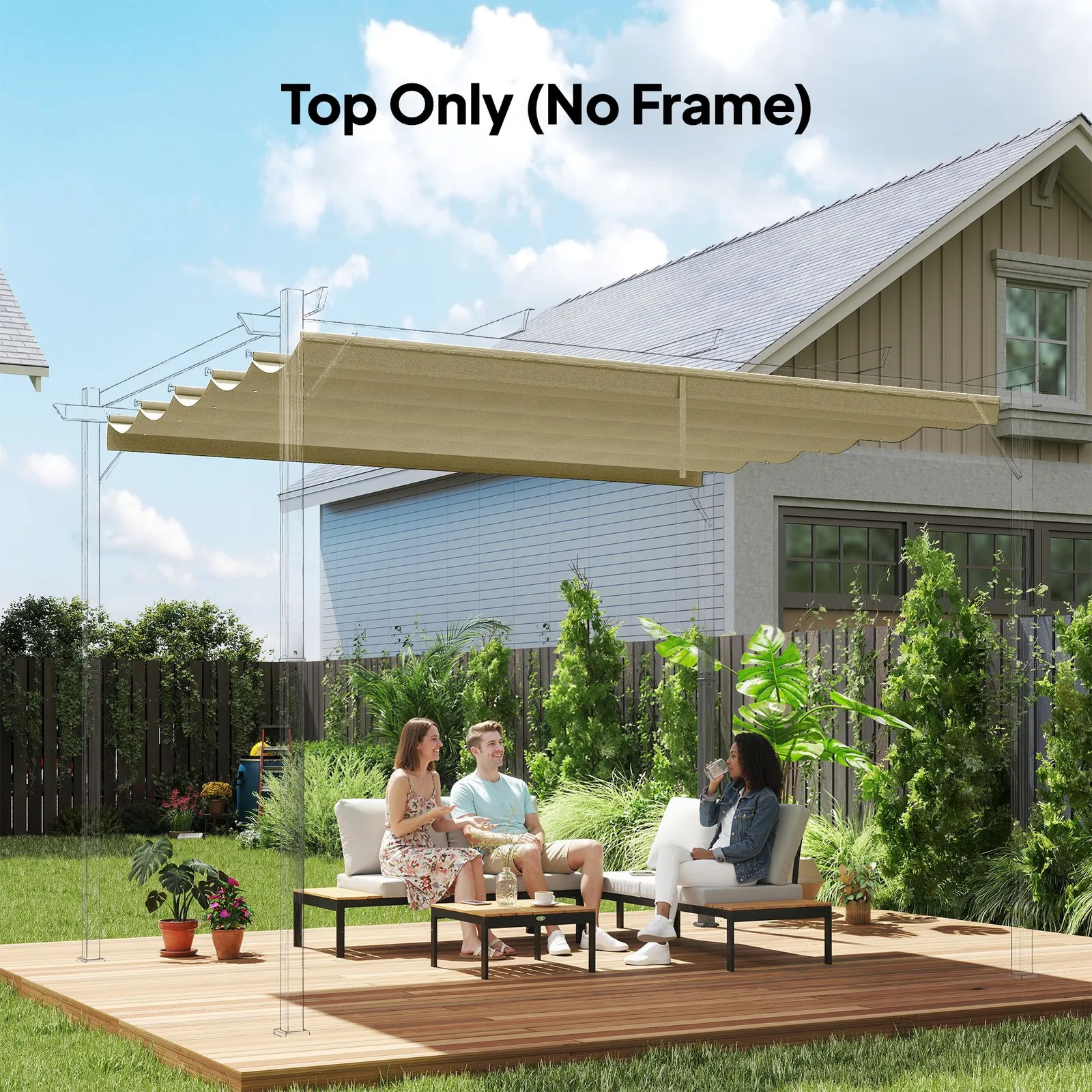 OUTSUNNY 3.5x2.6 m Pergola Cover Replacement for 4x3 m Frame in Beige
