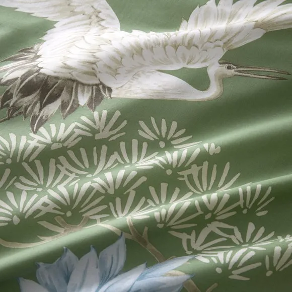 Cranes Floral 100% Cotton Duvet Cover & Pillowcase Set 3