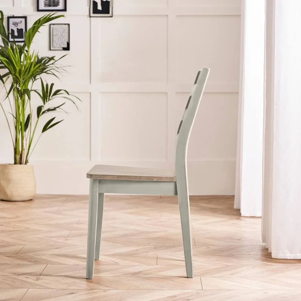 FurnitureboxUK 2x Lynton Whitewash & Light Grey Wooden Dining Chairs in White 4