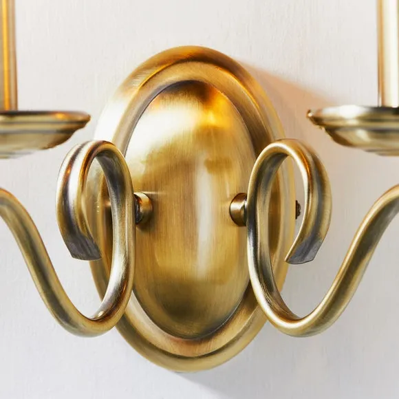 Vogue Bernice Antique Brass 2 Light Wall Light 6