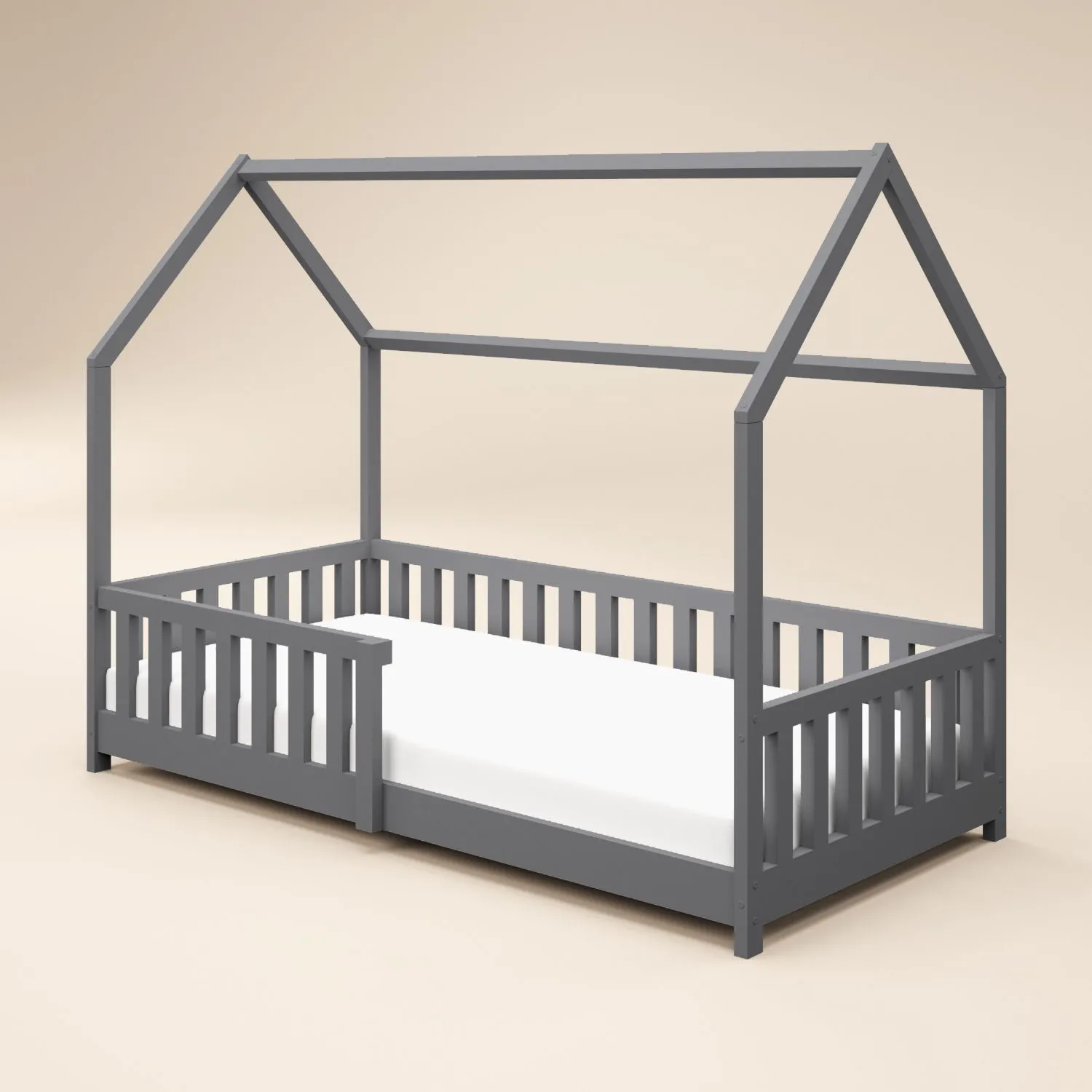 Flair Explorer Wooden Playhouse Bed with Rails in Grey 3