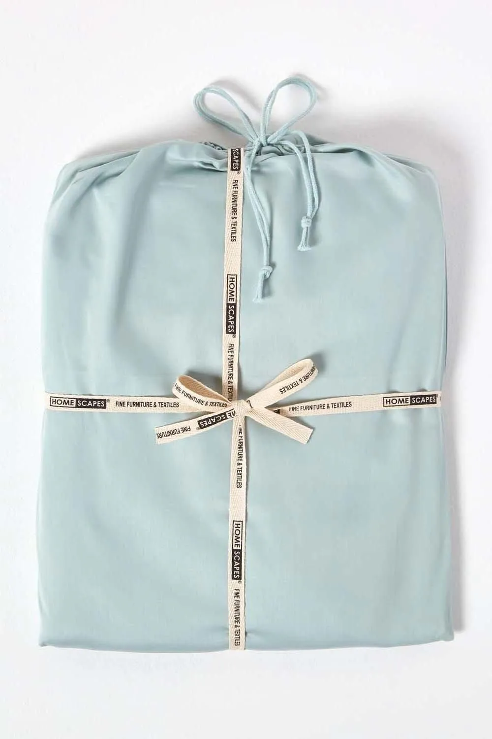 Homescapes Sateen Cotton Deep Fitted Sheet 18 inch 400 Thread Count in Duck Egg Blue 4