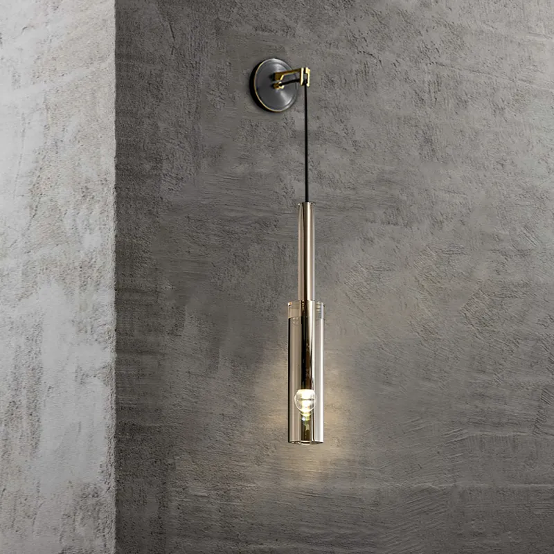 Minimalist Hanging Wall Light 1-Light Clear Armed Sconce Crystal Indoor Wall Lighting