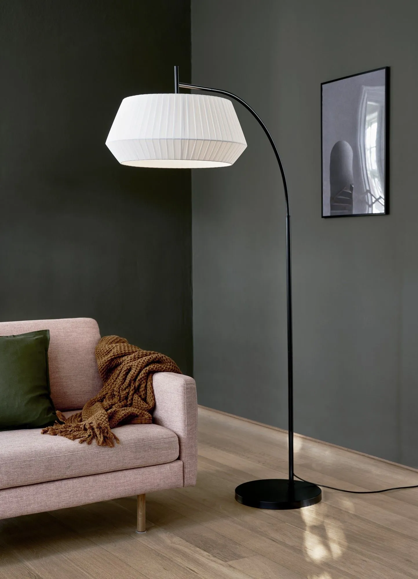 Nordlux Dicte Floor Lamp White Textile Livingroom E27 Switch 4