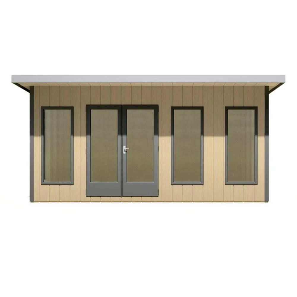 Shires Cali 16x8 Feet Pent 1 Garden Office - OSB/MDF - L334xW509.4xH246.1 cm in Light Brown