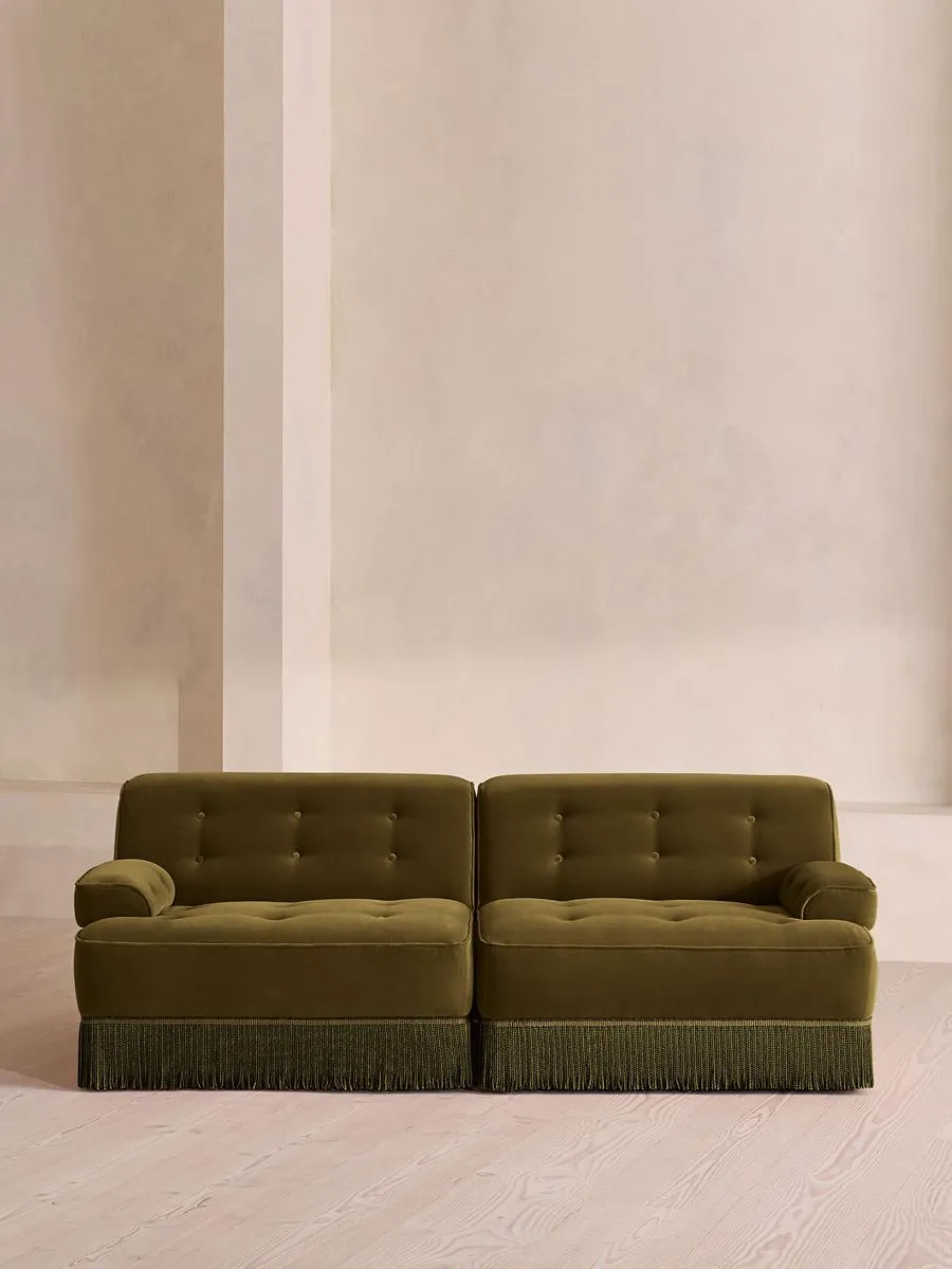 Elowen Modular Sofa, Three Seater, Velvet, Olive
