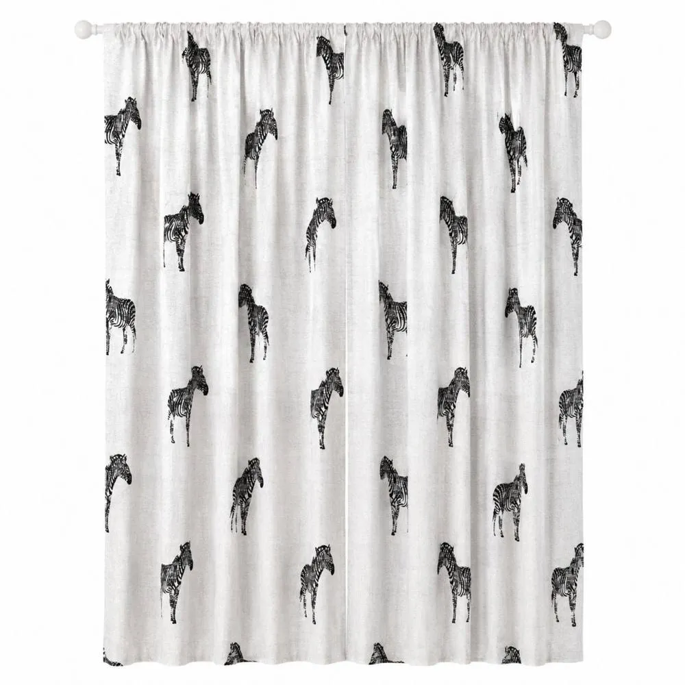 Smart Living Tribal Zebra Curtains Pair with Tie Backs - Safari Animal Print 4