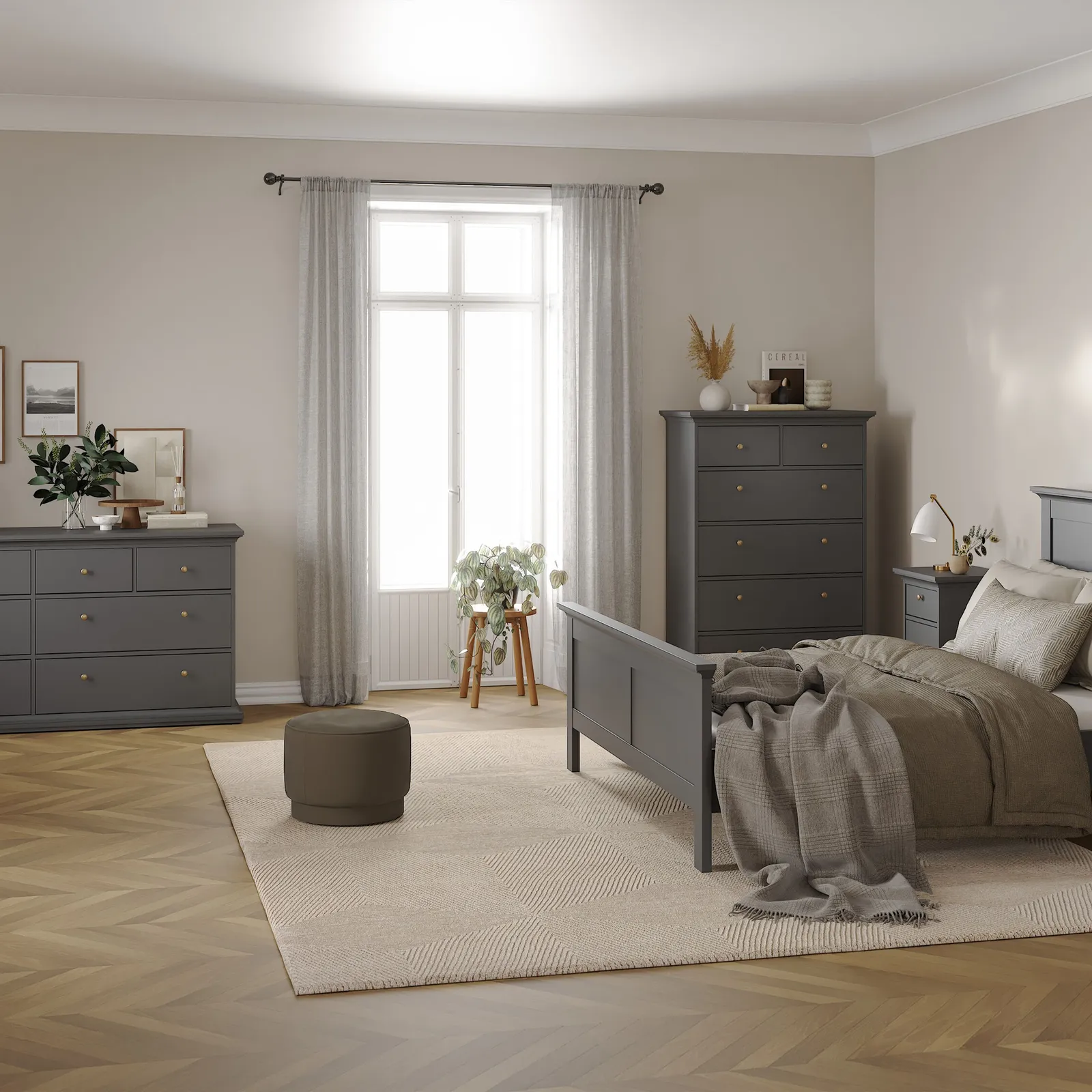 Furniture To Go Paris Chest of 6 Drawers in Grey 6