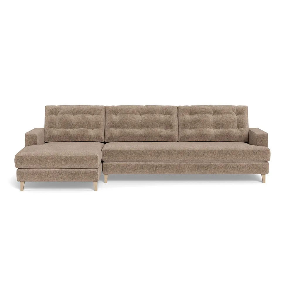 Heal's Mistral Left Hand Facing Corner Sofa Boucle Velvet Rocky Natural Beech Feet 1