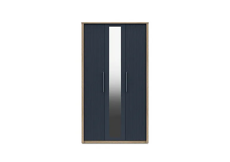 Chelsea 3 Door Tall Wardrobe with Mirror Door and Silver Handles - Royal Blue