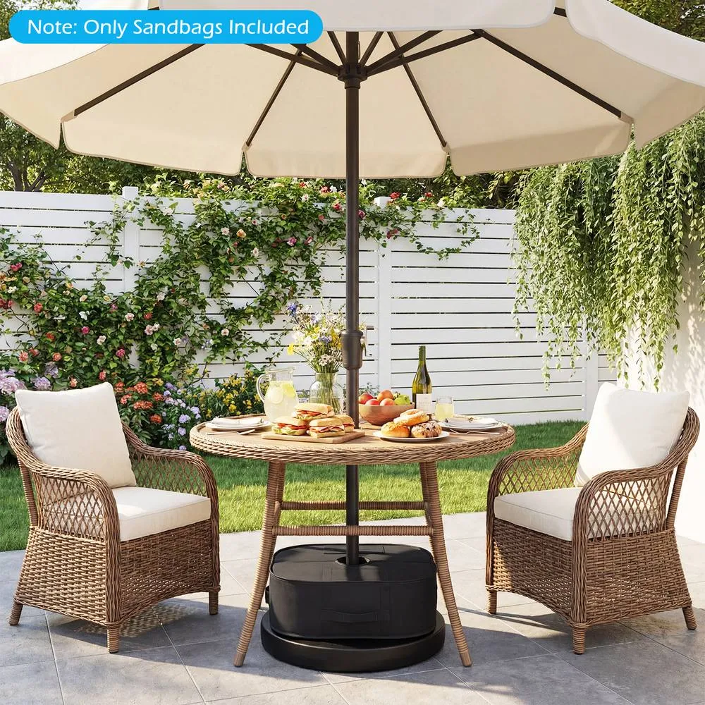 Costway 2-Pack Umbrella Base Weight Sandbags Fillable Umbrella Stand Weights in Black 4