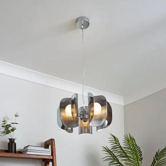 Curve Ribbed 5 Light Adjustable Pendant Light