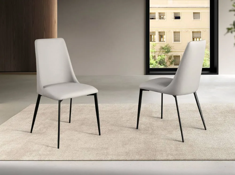 Angel Cerda Light Grey Leatherette Dining Chair - Black Stainless 3
