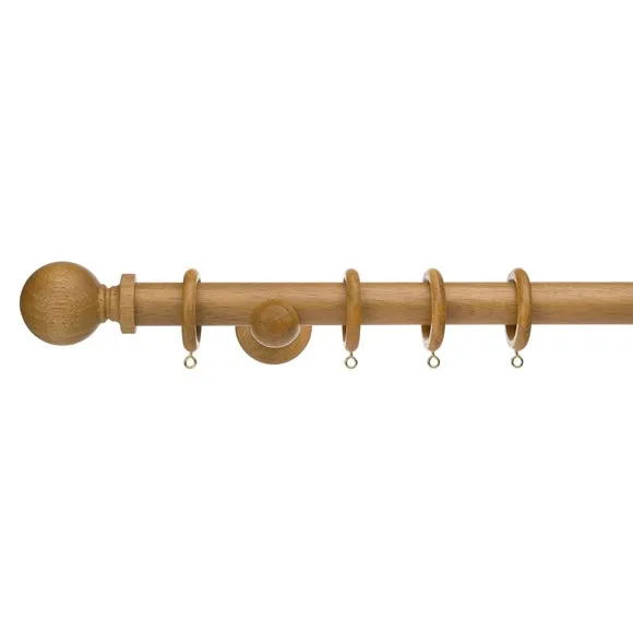 Ashton Fixed Wooden Curtain Pole with Rings