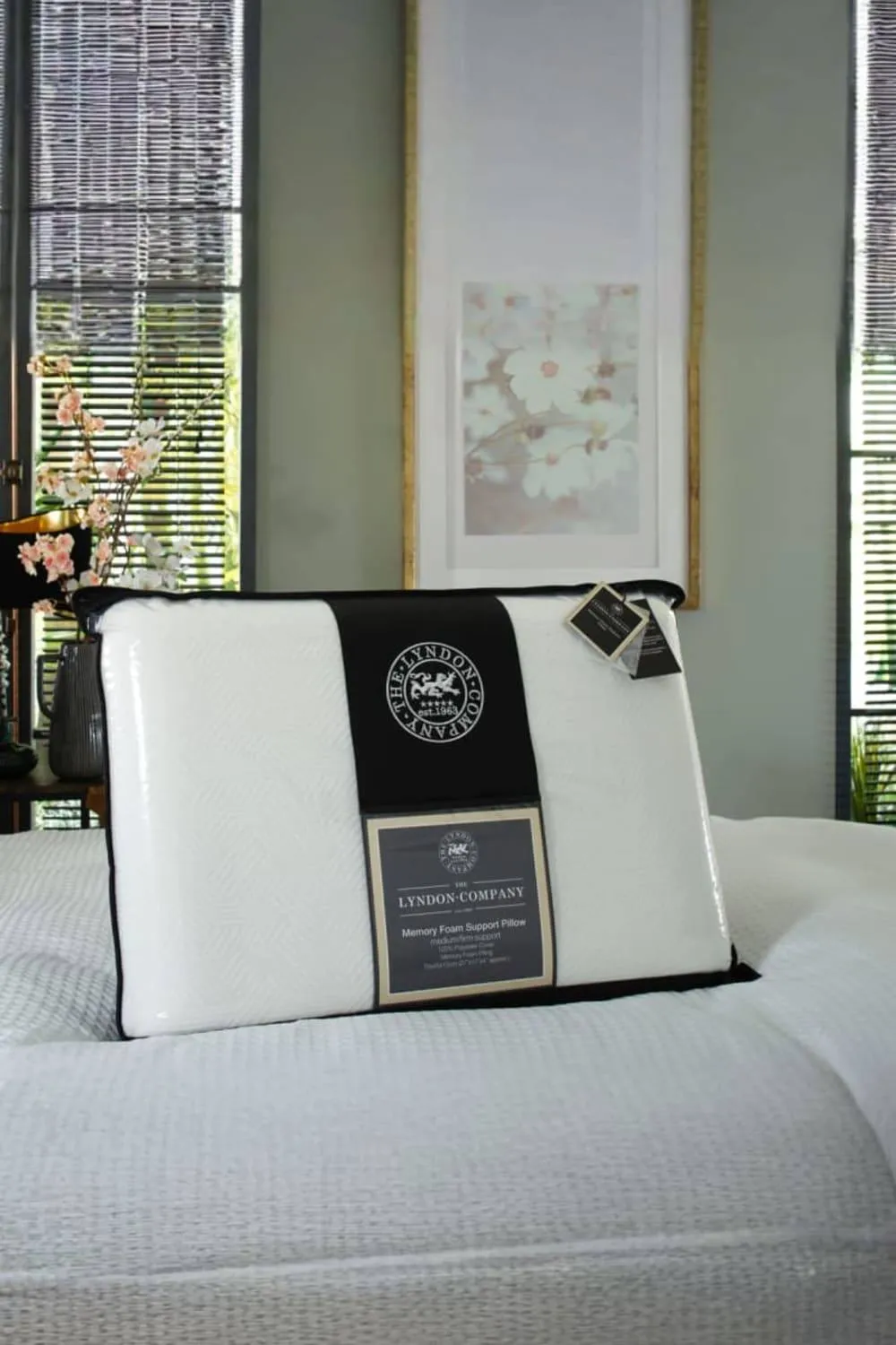 The Lyndon Company Firm Support Memory Foam Pillow with 100% Polyester Cover in White
