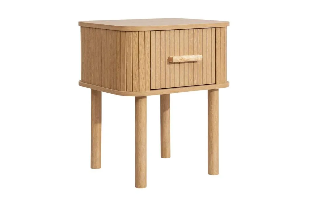 Birlea Pair of 1 Drawer Oak Wooden Fluted Bedside Axel in Natural 6
