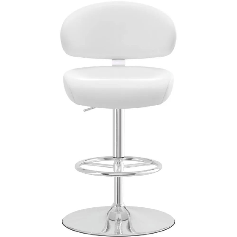 netfurniture Jamaica Height Adjustable Bar Stool White PVC Padded Seat 2