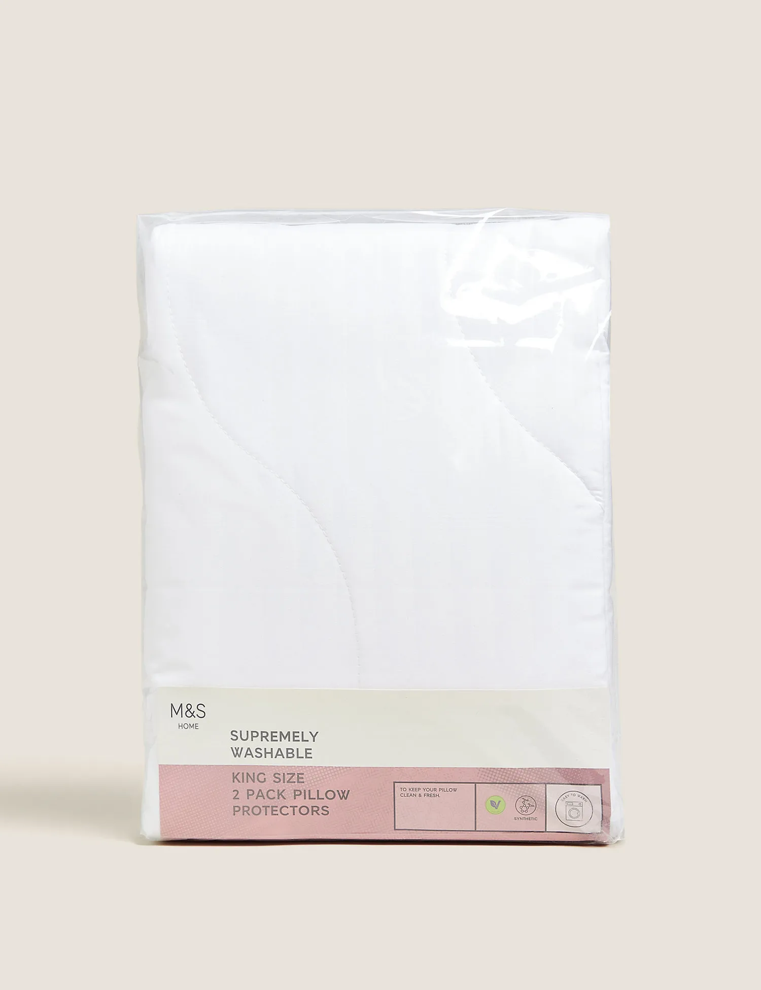 M&S 2 Pack Supremely Washable King Size Pillow Protectors White