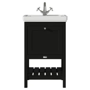 Bayswater Hartleigh Matt Black Traditional Freestanding Vanity Unit & 1 Tap Hole White Recessed Basin - 500mm