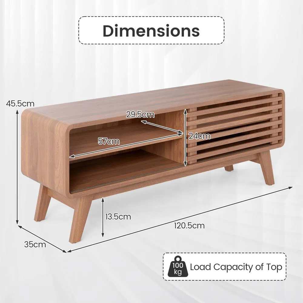 Costway TV Stand for TVs up to 55" Entertainment Center with Sliding Door in Brown 6