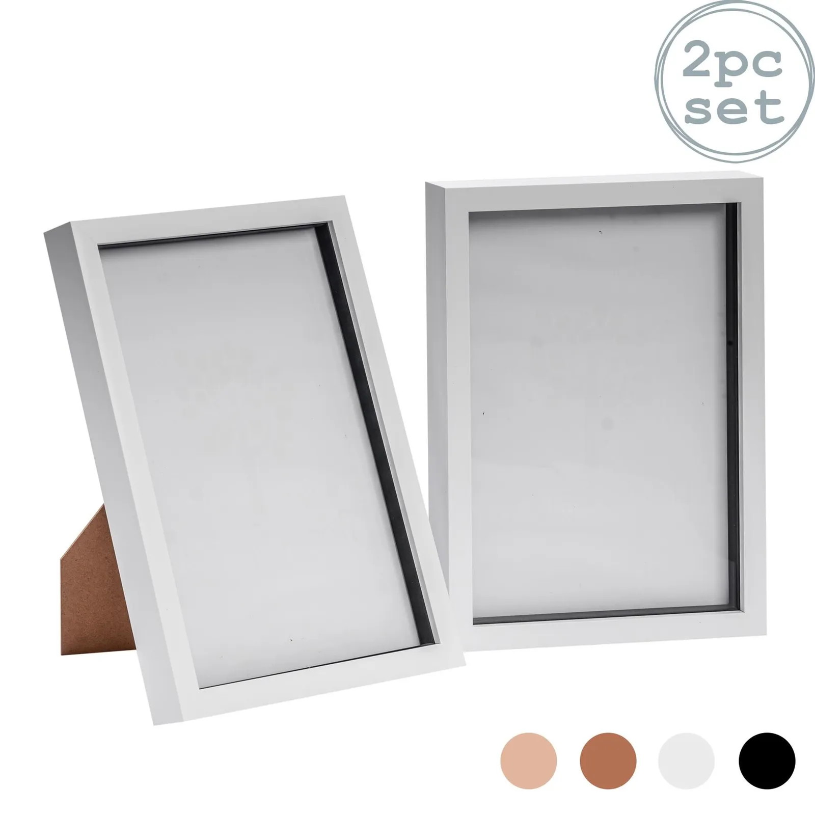 Nicola Spring 3D Box Photo Frame - A4 (8 x 12") - Pack of 2 in White 1