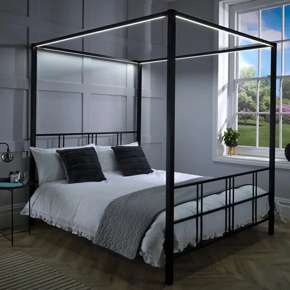 X Rocker Living Fern 4 Poster Bed with LED Lights 2