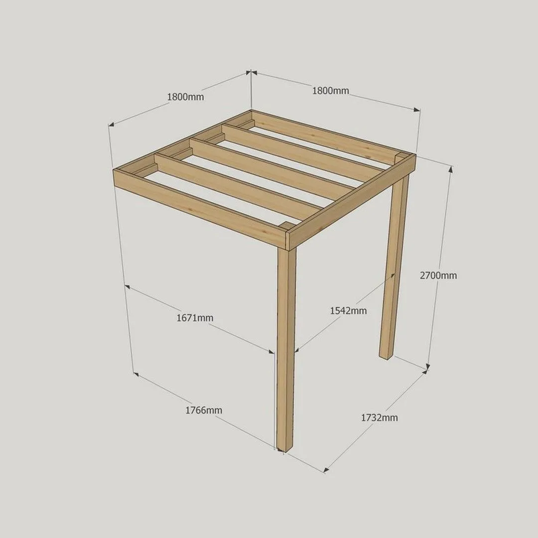 Rutland County Garden Furniture Ltd Wall Mounted Box Pergola - Wood - L180 x W180 x H270 cm - Light Green 3