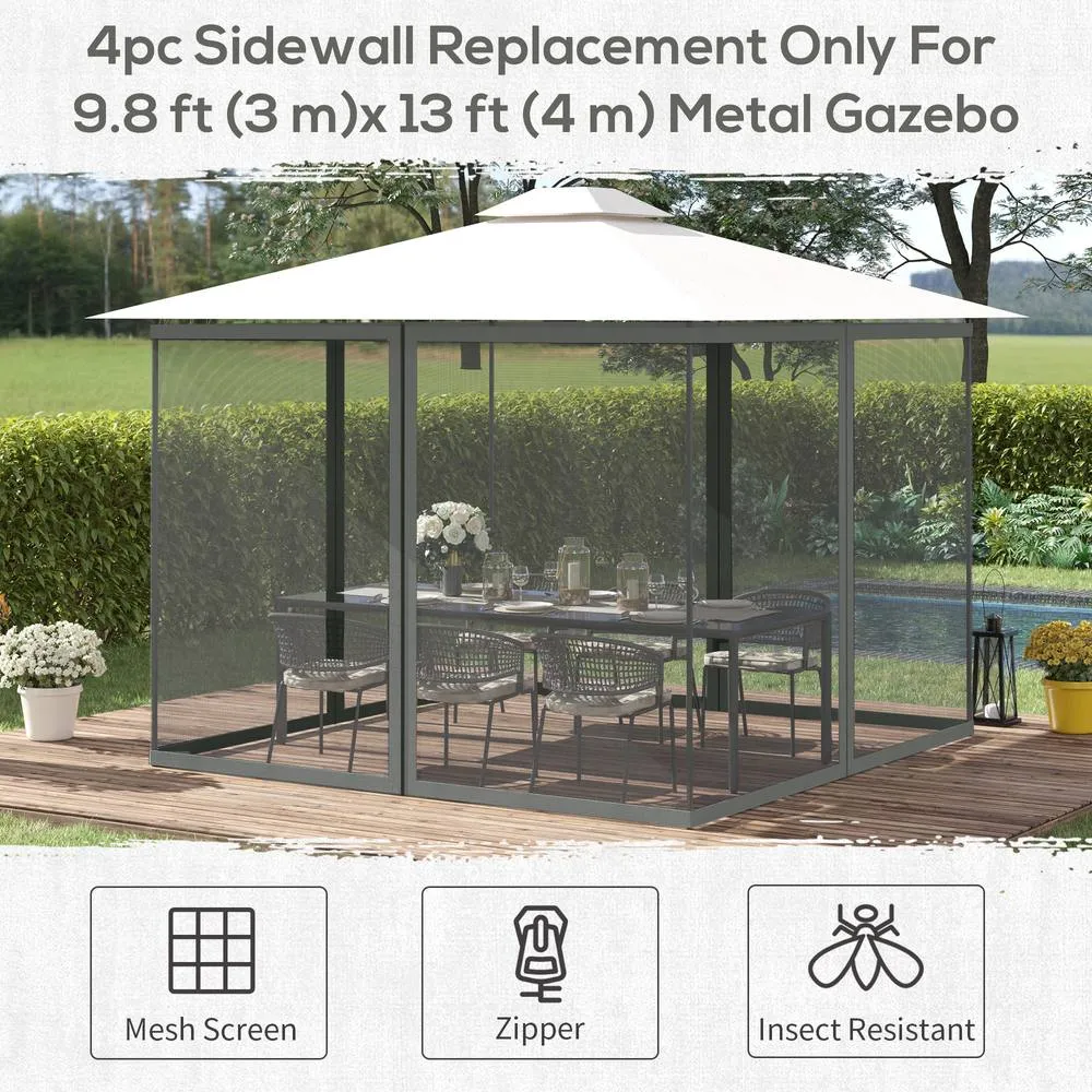 OUTSUNNY 352 x 207cm Universal Replacement Gazebo Mesh Netting Screen Walls in Dark Grey 4