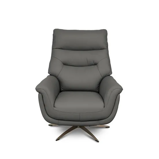 Linea Faux Leahter Swivel Armchair In Grey
