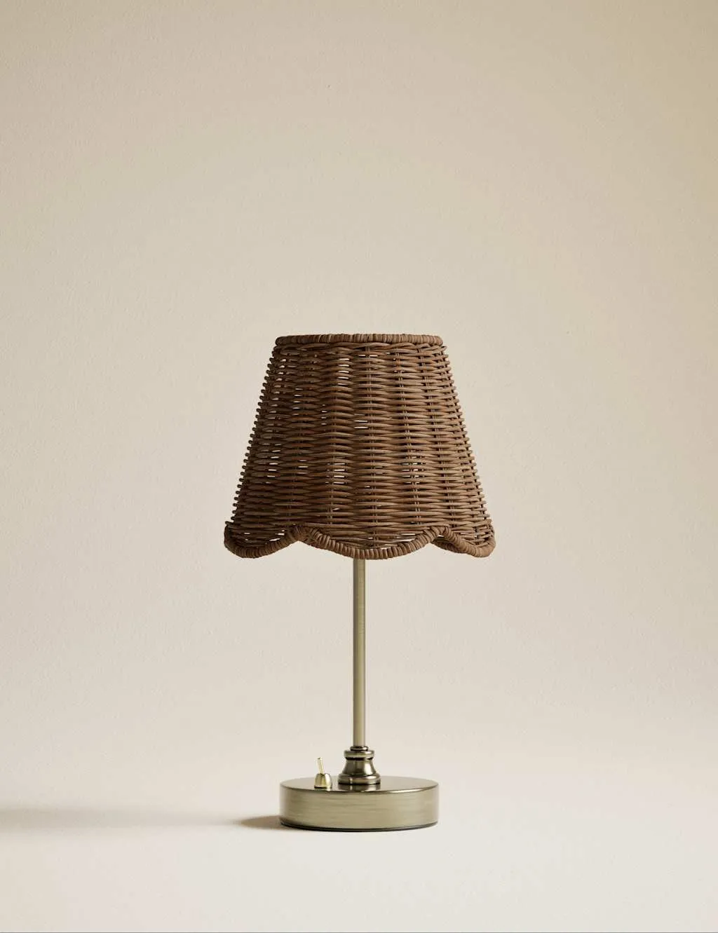 M&S Wicker Scallop Rechargeable Table Lamp Antique Brass