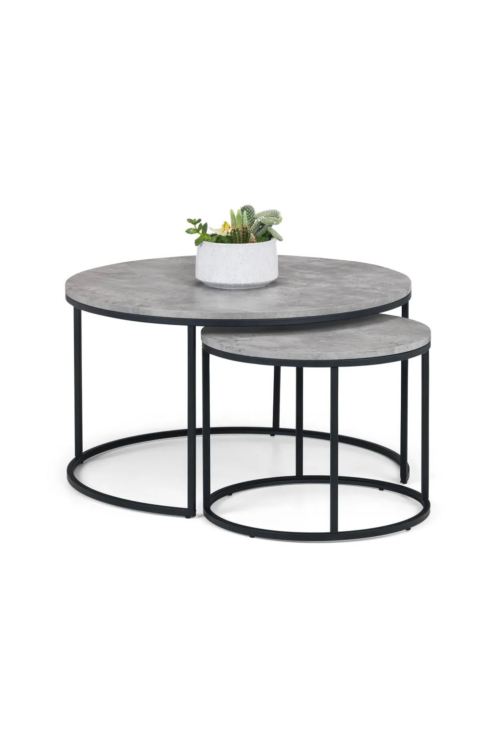 Julian Bowen Staten Round Nest of 2 Coffee Tables in Grey 3