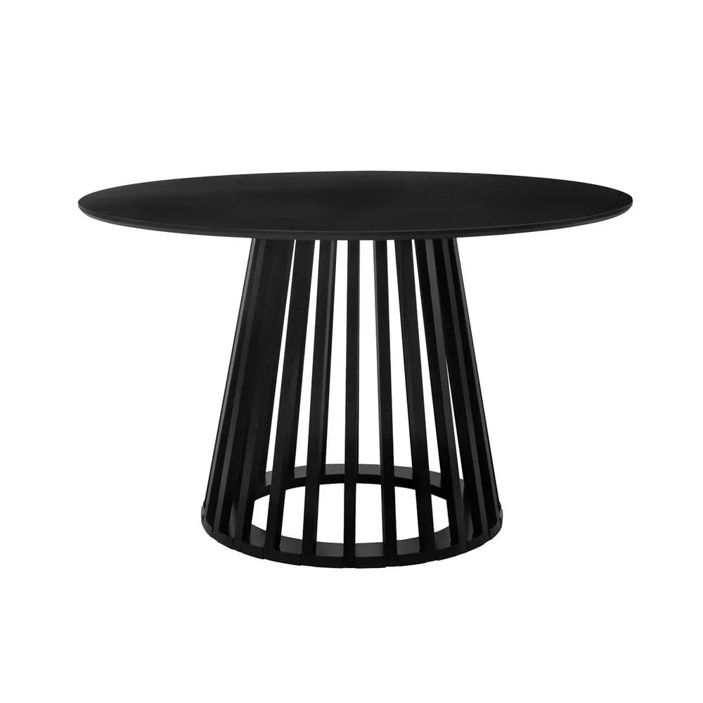 sweeek 4-seater wooden-effect dining table with spruce legs in Black 2