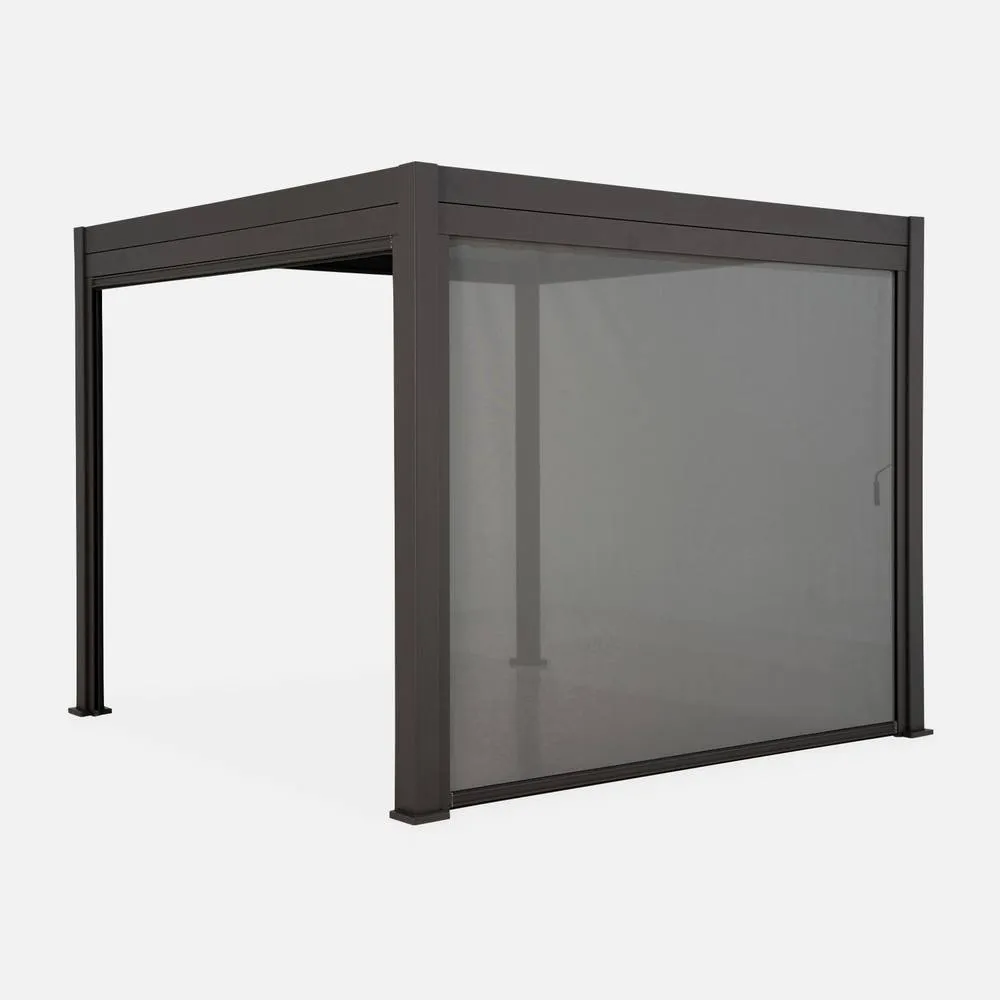 sweeek Louvered pergola aluminium 4 x 3m & a 4m blind in Dark Grey 4