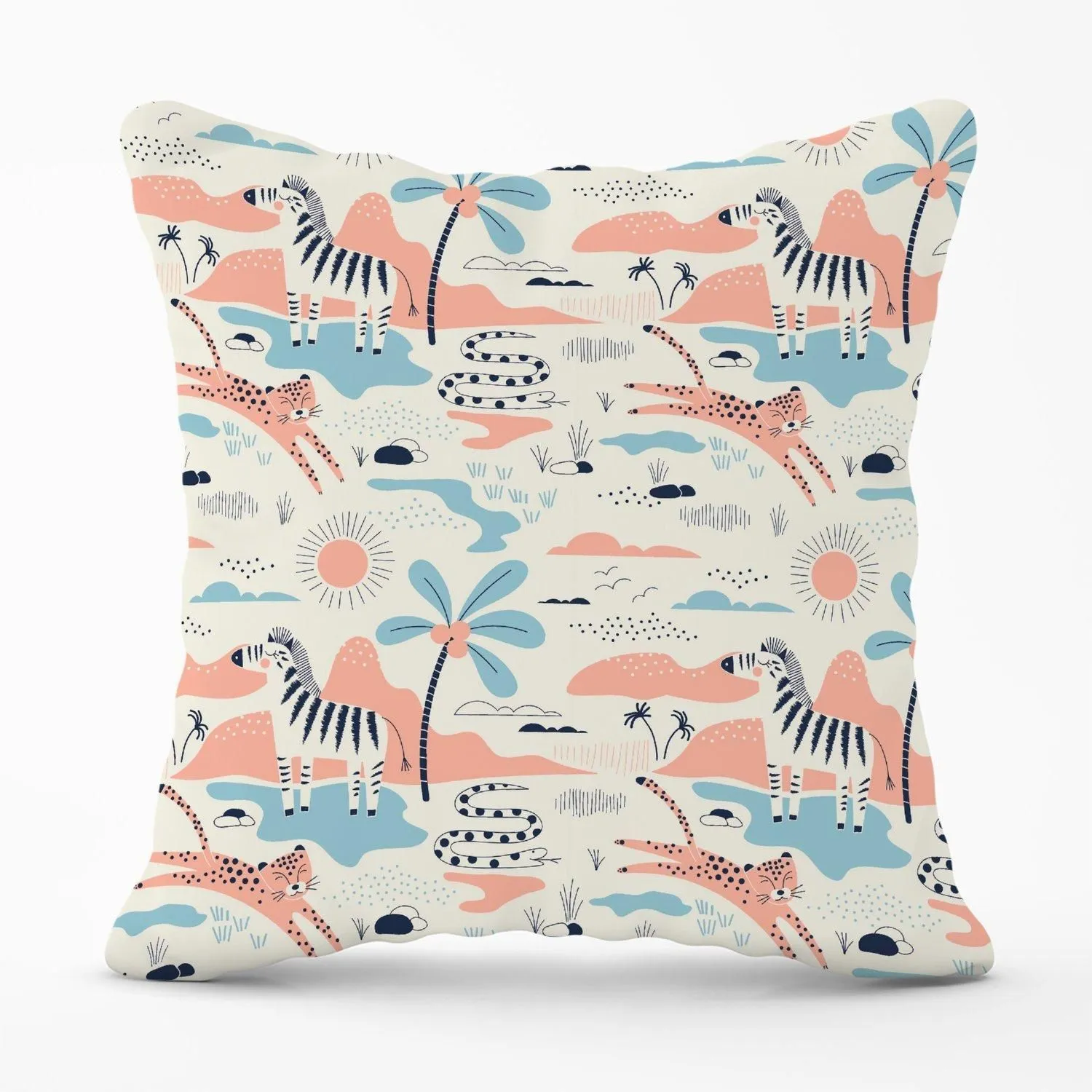 Warren Reed - Designer Wild Savannah Park Outdoor Cushion in Pink