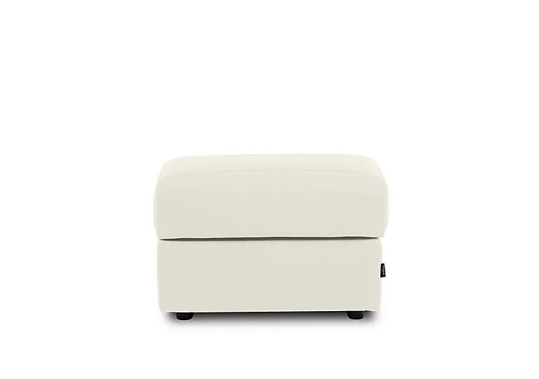 Nicole Rectangular Leather Storage Footstool - Torello Bianco Puro