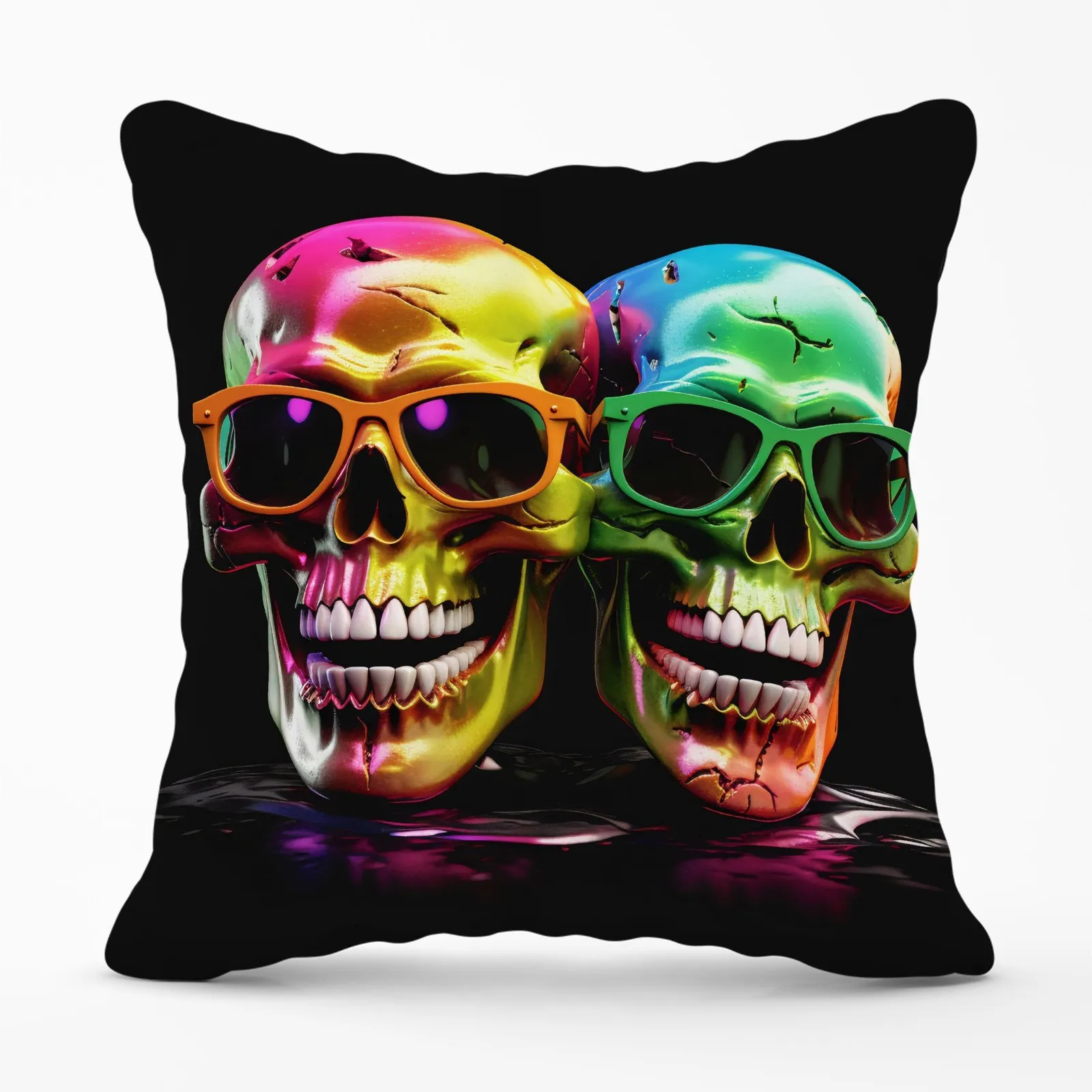 Warren Reed - Designer Happy Skeletons In Sunglasses Cushions